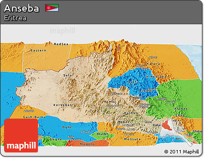 Satellite Panoramic Map of Anseba, political outside