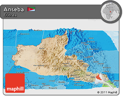 Satellite Panoramic Map of Anseba, political shades outside
