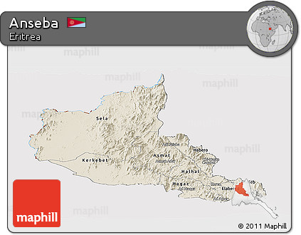 Shaded Relief Panoramic Map of Anseba, cropped outside