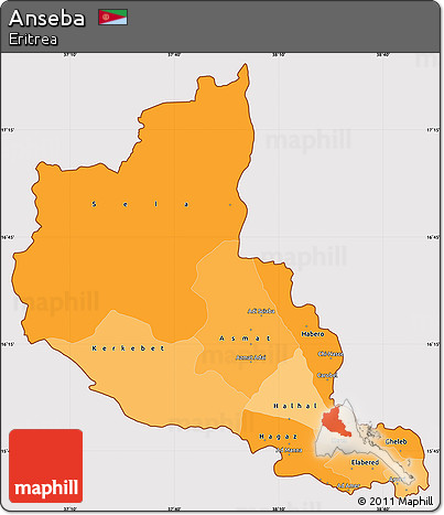 Political Shades Simple Map of Anseba, cropped outside