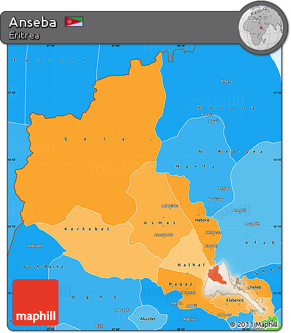 Political Shades Simple Map of Anseba