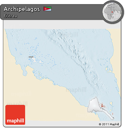Classic Style 3D Map of Archipelagos, single color outside