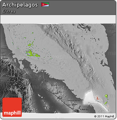 Physical 3D Map of Archipelagos, darken, desaturated