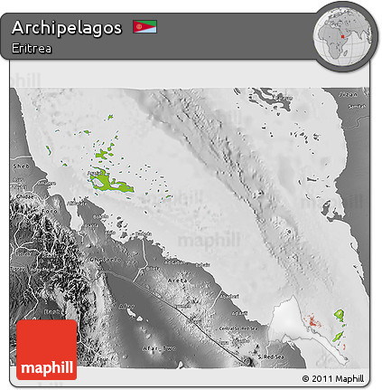 Physical 3D Map of Archipelagos, desaturated