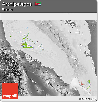 Physical 3D Map of Archipelagos, desaturated