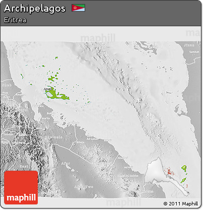 Physical 3D Map of Archipelagos, lighten, desaturated