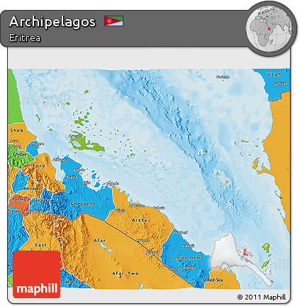 Physical 3D Map of Archipelagos, political outside