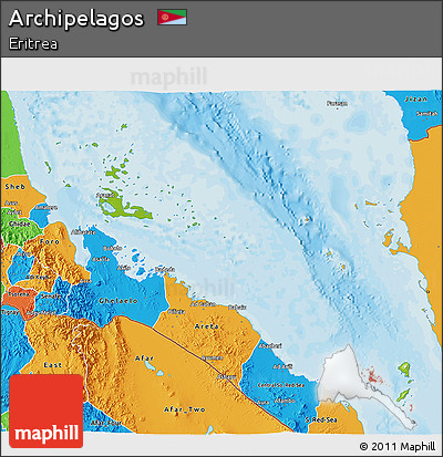 Physical 3D Map of Archipelagos, political outside