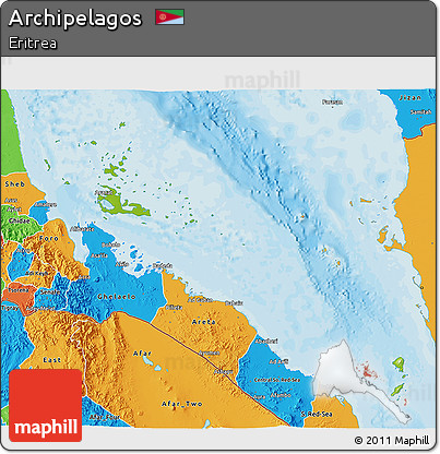 Physical 3D Map of Archipelagos, political outside