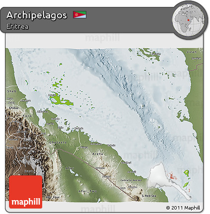 Physical 3D Map of Archipelagos, semi-desaturated