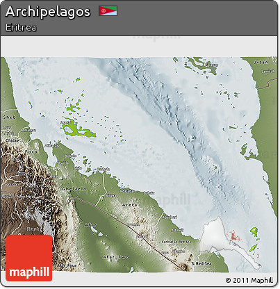 Physical 3D Map of Archipelagos, semi-desaturated