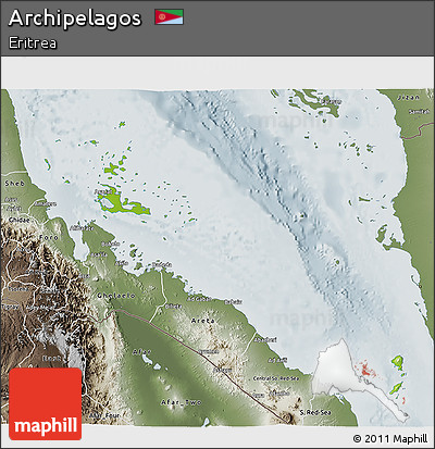 Physical 3D Map of Archipelagos, semi-desaturated
