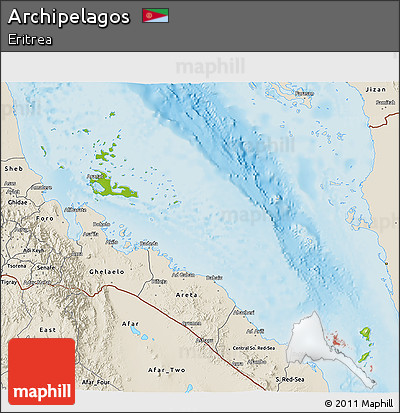 Physical 3D Map of Archipelagos, shaded relief outside