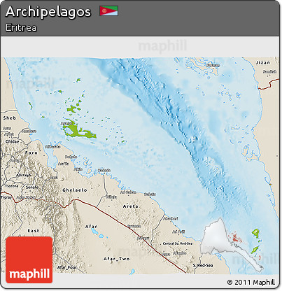 Physical 3D Map of Archipelagos, shaded relief outside
