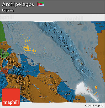 Political 3D Map of Archipelagos, darken