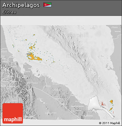 Political 3D Map of Archipelagos, lighten, desaturated