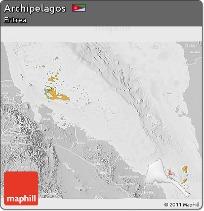Political 3D Map of Archipelagos, lighten, desaturated