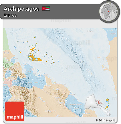 Political 3D Map of Archipelagos, lighten