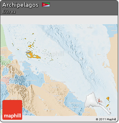 Political 3D Map of Archipelagos, lighten