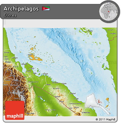 Political 3D Map of Archipelagos, physical outside