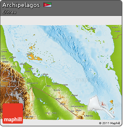 Political 3D Map of Archipelagos, physical outside