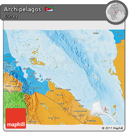Political 3D Map of Archipelagos, political shades outside
