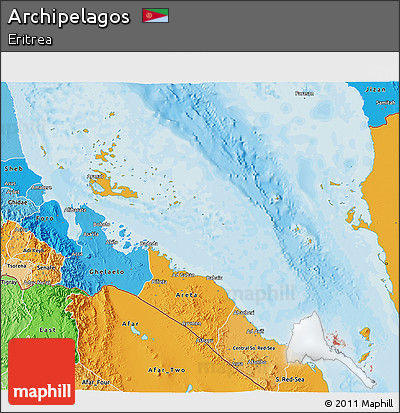 Political 3D Map of Archipelagos, political shades outside