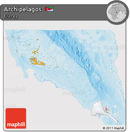 Political 3D Map of Archipelagos, single color outside
