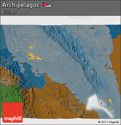 Political Shades 3D Map of Archipelagos, darken