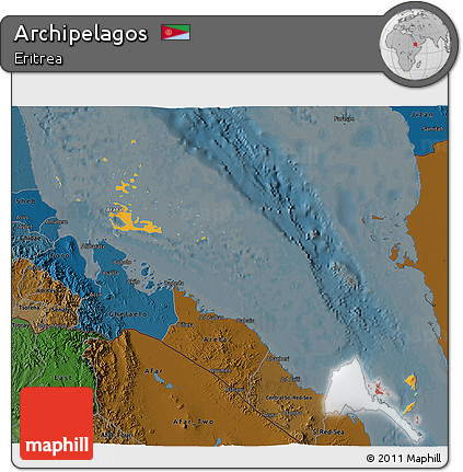 Political Shades 3D Map of Archipelagos, darken