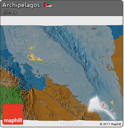 Political Shades 3D Map of Archipelagos, darken