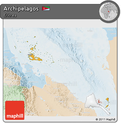 Political Shades 3D Map of Archipelagos, lighten