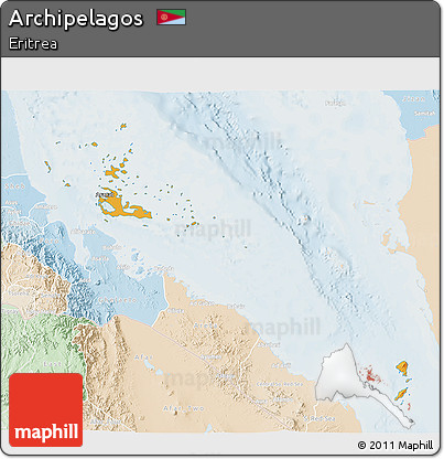 Political Shades 3D Map of Archipelagos, lighten