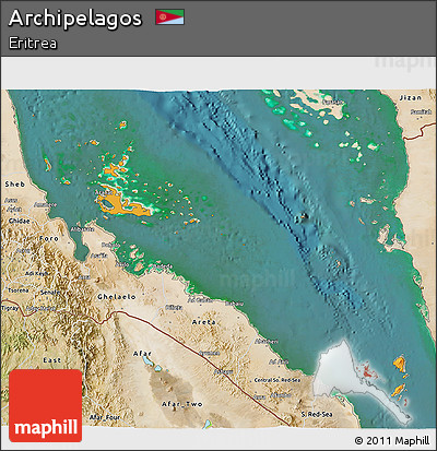 Political Shades 3D Map of Archipelagos, satellite outside