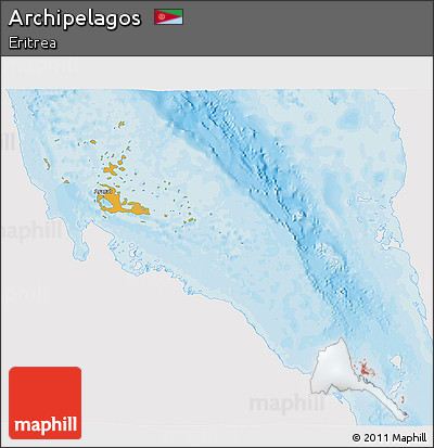 Political Shades 3D Map of Archipelagos, single color outside