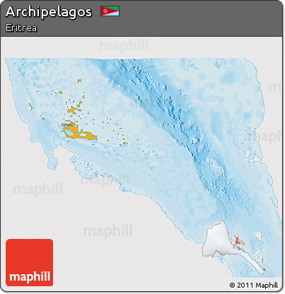 Political Shades 3D Map of Archipelagos, single color outside