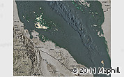 Satellite 3D Map of Archipelagos, darken, semi-desaturated