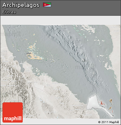 Satellite 3D Map of Archipelagos, lighten, semi-desaturated