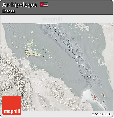 Satellite 3D Map of Archipelagos, lighten, semi-desaturated