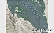 Satellite 3D Map of Archipelagos, semi-desaturated