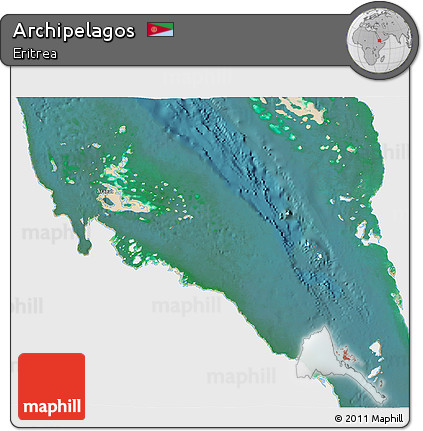Satellite 3D Map of Archipelagos, single color outside