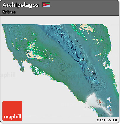 Satellite 3D Map of Archipelagos, single color outside