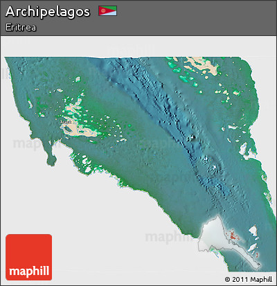 Satellite 3D Map of Archipelagos, single color outside