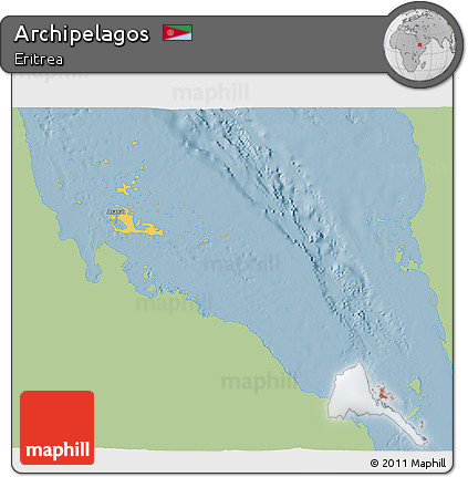 Savanna Style 3D Map of Archipelagos, single color outside