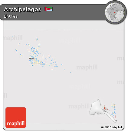 Shaded Relief 3D Map of Archipelagos, cropped outside