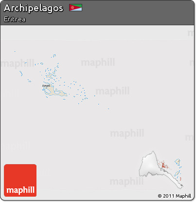 Shaded Relief 3D Map of Archipelagos, cropped outside