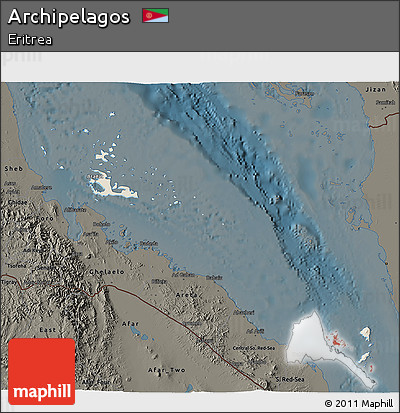 Shaded Relief 3D Map of Archipelagos, darken