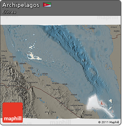 Shaded Relief 3D Map of Archipelagos, darken