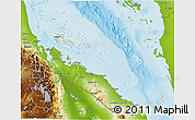 Shaded Relief 3D Map of Archipelagos, physical outside