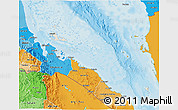 Shaded Relief 3D Map of Archipelagos, political shades outside